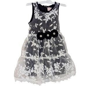 Think Pink Boutique Dressy Navy White Floral Lace Flower Dress Kids Size 3 NWT
